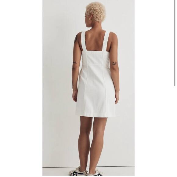 Madewell Denim Square Neck Button Up Mini Dress Size 10 - Picture 2 of 8